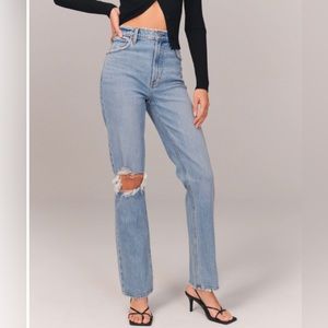 Abercrombie & Fitch Curve Love 90s Ultra High Rise Straight Jeans